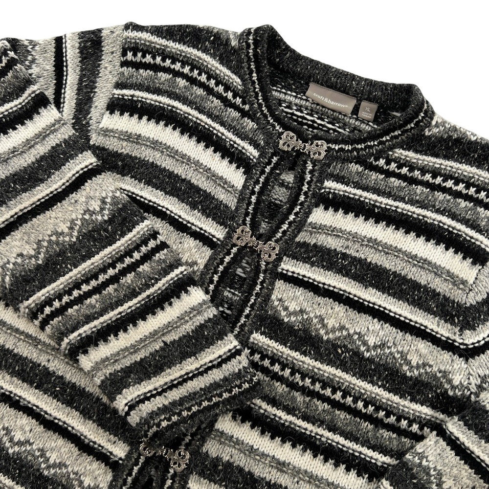 Croft & Barrow Womens XL Nordic Fair Isle Cardigan Sweater Metal Clasp Cottage